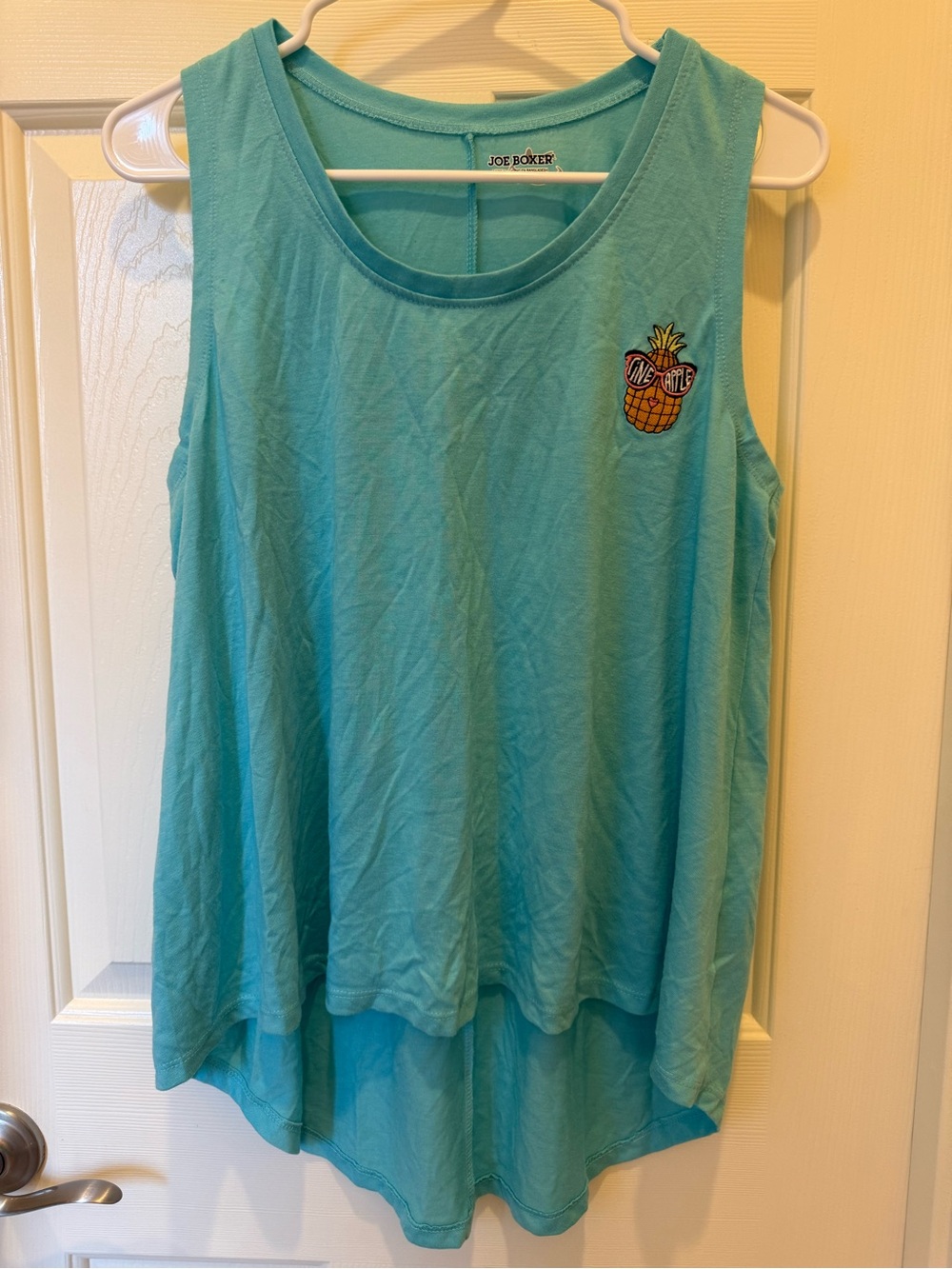 Joe Boxer Aqua Pineapple Embroidered Tank Top